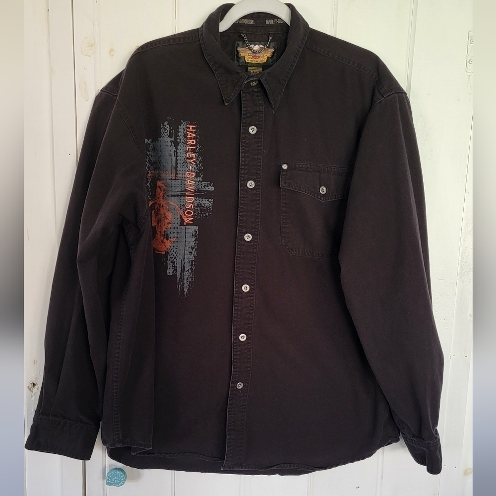 Harley Davidson Button Up Longsleeve Graphic Skirt Size XL